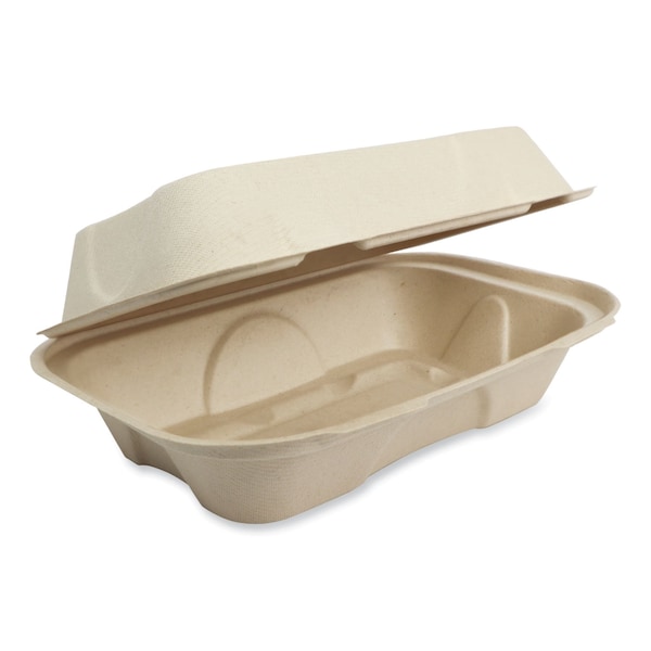 World Centric Fiber Hinged Containers, Hoagie Box, 9.2 x 6.4 x 3.1, Natural, Paper, 500PK TO-SC-UHB-LFP - main